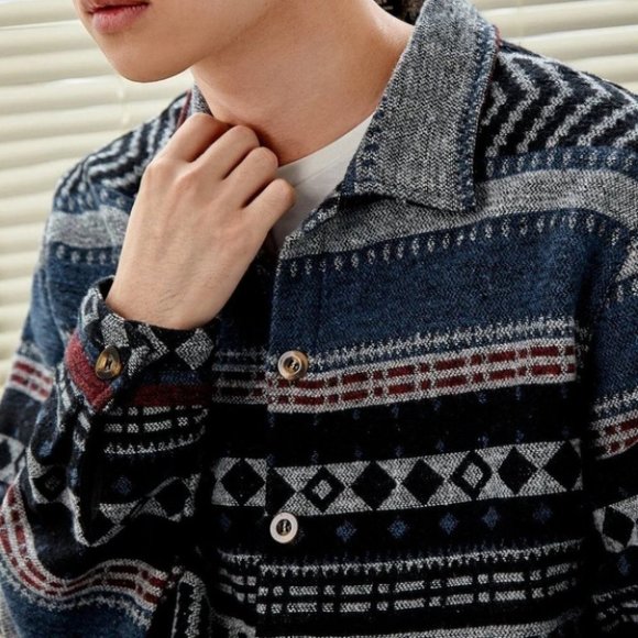 Blue Mens Tweed Overcoat - Picture 3 of 5